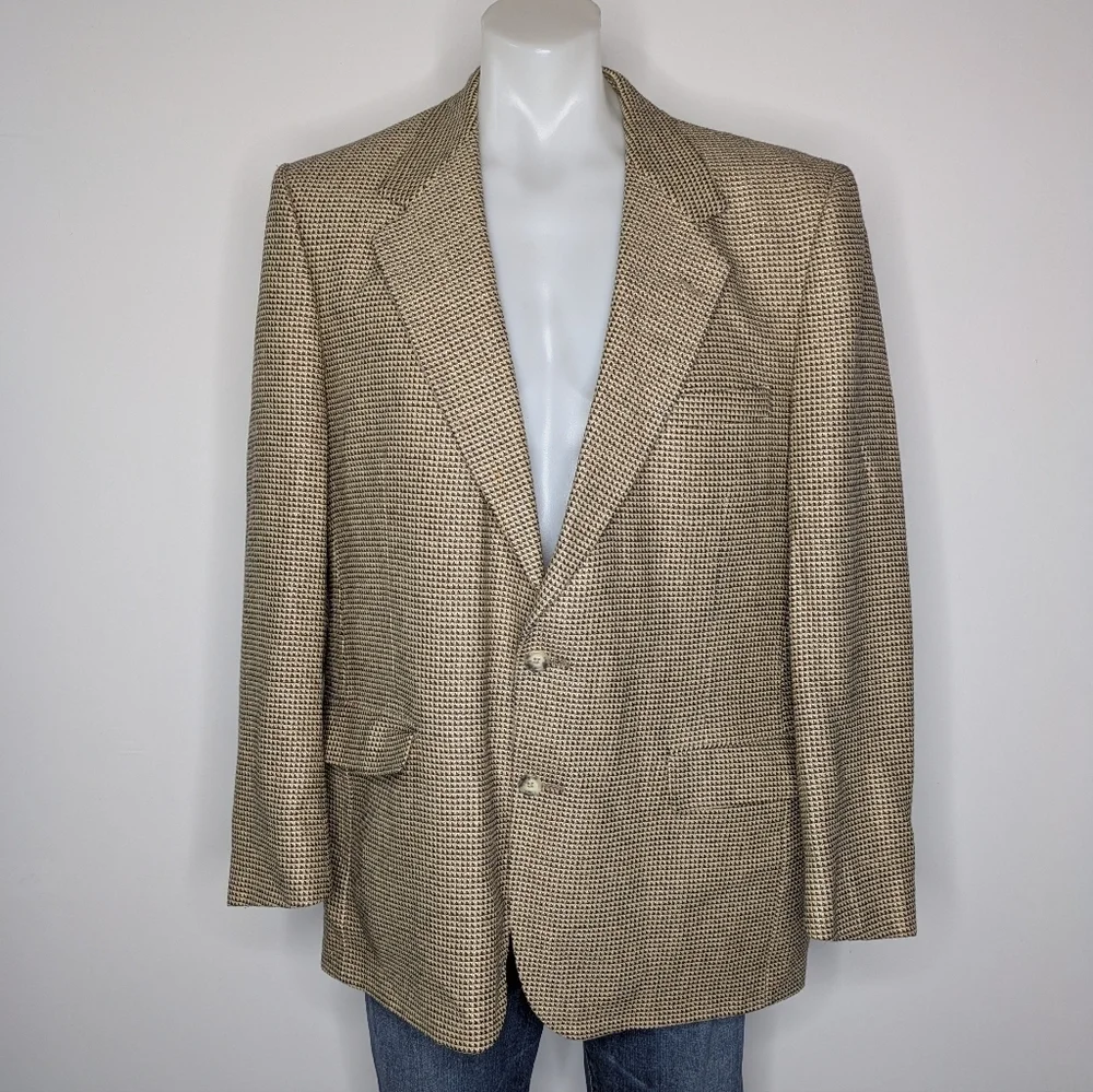 Vintage Lanvin Tan Brown Woven Professional Blazer Jacket